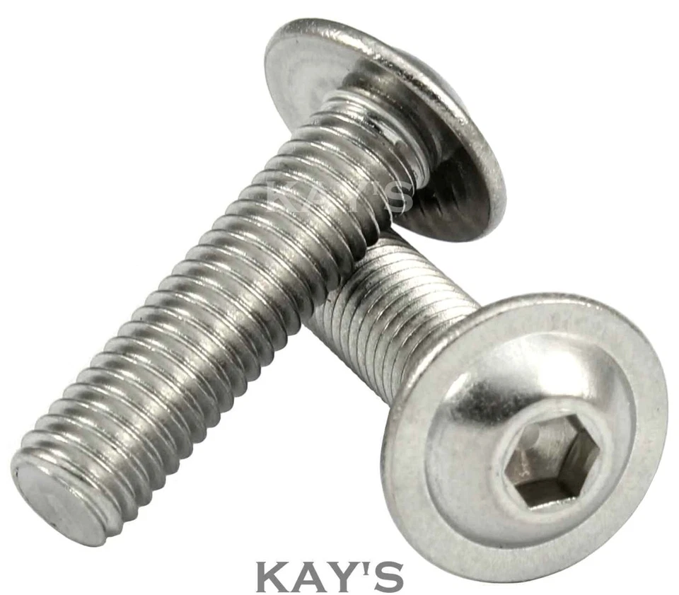 KAYFAST M10 (10mmØ) FLANGED BUTTON HEAD SCREWS ALLEN KEY SOCKET BOLTS A2 STAINLESS STEEL