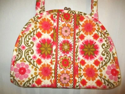 Vera Bradley Folklórico Beso Bloqueo Hombro Cartera Bolso Rosa Flores Foto 1 de 4