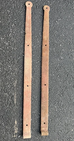 Antique Pair of Hand Forged 1800s Strap Hinges Barn Door 33” Cover