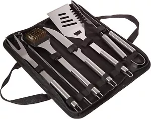 7-Piece Stainless Steel BBQ Grill Tool Set with Spatula, Tongs, Fork, Knife,Case - Picture 1 of 4