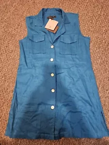 NWT Marc New York Women’s Sleeveless Long Linen Top Blue - Picture 1 of 5
