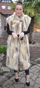 US5155 REAL FOX FUR VEST RANCH FOX WAISTCOAT FULL LENGTH SIZE L - FUCHS WESTE - Picture 1 of 21