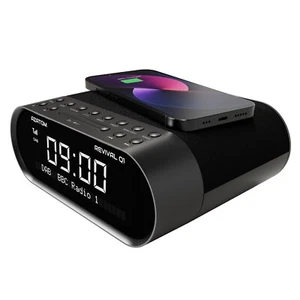 DAB+ FM Radio Reloj Alarma Cargador Inalámbrico Bluetooth AZATOM Revival Q1 Negro (R) - Imagen 1 de 8