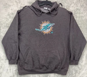 Vintage Majestic Men's Miami Dolphins Hoodie Pullover Sweatshirt 2XLT NFL Logo - Picture 1 of 8