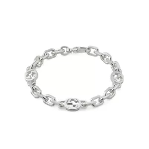 Bracelet Gucci Interlocking GG Chain YBA620798002 Sterling Silver 18 19 21 - Picture 1 of 2