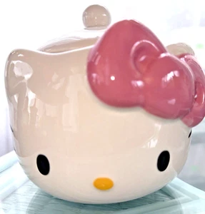 Hello Kitty In Pink Bow Ceramic Bathroom Canister Or Snack Candy Jar NEW! - Picture 1 of 12