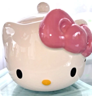 Hello Kitty In Pink Bow Ceramic Bathroom Canister Or Snack Candy Jar NEW! - Image 1 of 4