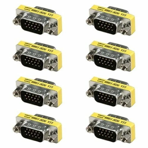 8x DB15 HD D-SUB 15 Pin VGA SVGA Male Mini Gender Changer Coupler Gold Plated - Image 1 of 1