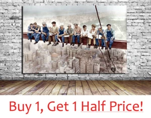 LUNCH ATOP A SKYSCRAPER WALL ART PRINT : New York Canvas Picture *Various Sizes* - Picture 1 of 5