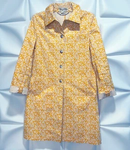 Michael Kors Sz M Yellow White Paisley Print Long Topper Dress Jacket Stretch - Picture 1 of 24