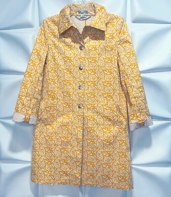 Michael Kors Sz M Yellow White Paisley Print Long Topper Dress Jacket Stretch - Изображение 1 из 4