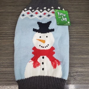 Maglione natalizio invernale Time For Joy Medium Pet con pupazzo di neve azzurro - Foto 1 di 8