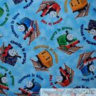 BonEful Fabric FQ Cotton Quilt Blue Thomas the Tank Engine PBS Show Percy James