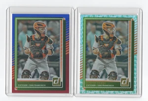 Buster Posey 2025 Donruss #15 Red/Blue & Rocket parallel 2 card lot w/sleeves - Picture 1 of 2