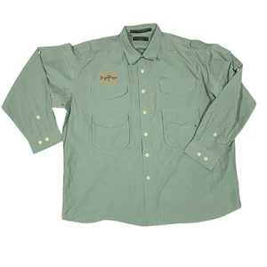 Vintage Orvis Mens XL Button Up Shirt Green Roll Tab Sleeve Nalco Fishing Team - Picture 1 of 8