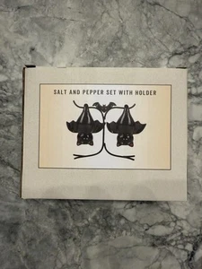 Awesome Cracker Barrel Halloween Salt & Pepper Shaker Set Hanging Bats 3pc Set - Picture 1 of 3