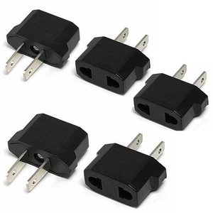5 Power Converter Travel Europe to USA Plug Adapter Wall Adaptor Convert Eu 2 Us - Picture 1 of 1