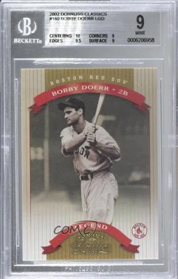 2002 Donruss Classics Legend /1500 Bobby Doerr #180 BGS 9 MINT HOF - Image 1 of 2