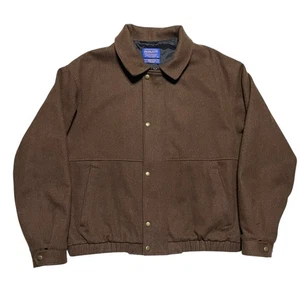 Pendleton Brown Bomber Jacket Full Zip 100% Virgin Wool Mens Medium M Thinsulate - Picture 1 of 10