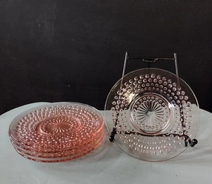 5 Anchor Hocking Hobnail Pink Bread Plates 6.25" Excellent Condition - Picture 1 of 1