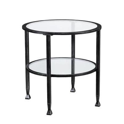 SEI Furniture Jaymes Metal Glass Round End Table Black - 24"D x 24"W x 24"H -NOB - Image 1 of 4