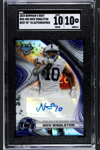 Nick Singleton 2024 Bowman U Best RC Auto SGC 10 GEM MINT Penn State - Picture 1 of 2
