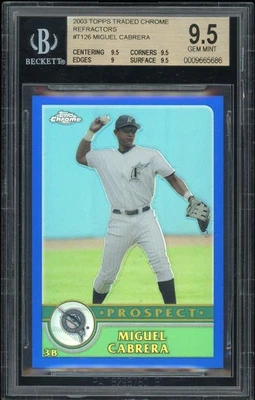 2003 Topps Chrome Traded #T126 Miguel Cabrera Refractor Prospect RC BGS 9.5 GEM - Image 1 of 3