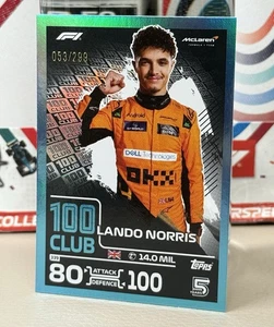 Topps Turbo Attax F1 2024 Lando Norris 100 Club 339 UK Edition Blue 053/299 - Picture 1 of 2