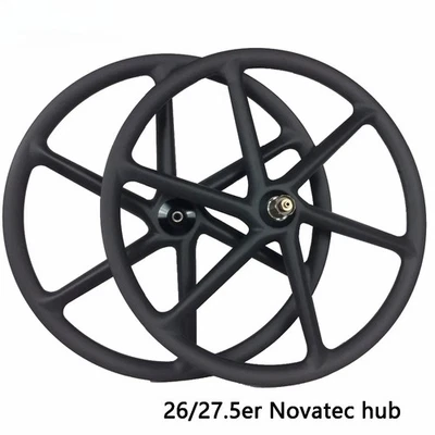 Carbon 6 Spokes Clincher 26 27.5 in Bicycle Wheels Mountain Bike Wheelset - Image 1 of 4