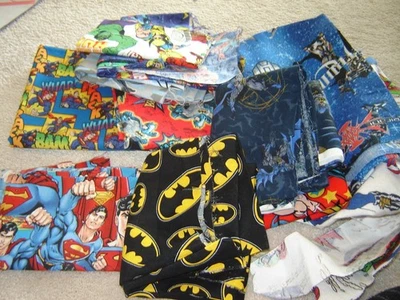 Lote de tela de algodón SUPER HÉROES restos BATMAN SUPERMAN y más Foto 1 de 4