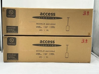 2 Pack Access Lighting Pilson 1-Light Matte Black Metal Pendant with Metal Shade - Image 1 of 4