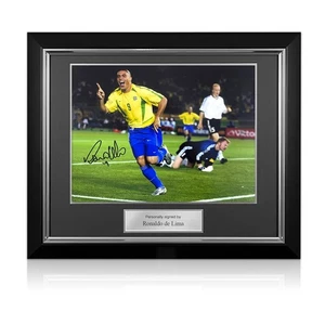 Ronaldo de Lima Signed Brazil Football Photo: World Cup Goal. Deluxe Frame - Picture 1 of 4