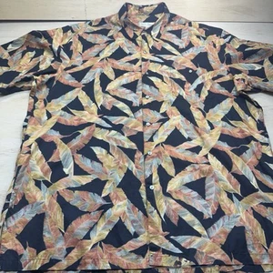 Camicia Tori Richard uomo 2XLT multicolore foglie bottoni manica corta casual - Foto 1 di 18