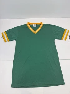 Vintage Pro Athletic Baseball Shirt Jersey Large Blank Green Yellow Med Made USA - Picture 1 of 10