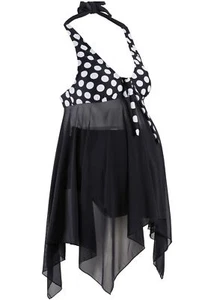 Umstands-Tankini in Netzoptik Gr. 36 Schwarz Weiß Schwangerschafts-Badeanzug Neu - Bild 1 von 1