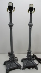 Victorian Style Table Lamp Set of 2 Rustic Decor 20" Grey Metal Cord Switch - Picture 1 of 7
