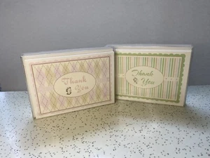 Greeting Cards Lot THANK YOU Retro 2 packs 16 cards & envelopes Pink Green - Picture 1 of 2