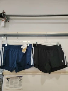 Adidas Women's Pacer 3 Stripe Woven Polyester Gym Shorts lot of 2 size medium - Picture 1 of 7