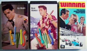 LOT OF 3 VHS VIDEOTAPES, ELVIS + PAUL NEWMAN, WINNING + BLUE HAWAII + G.I.BLUES - Imagen 1 de 3