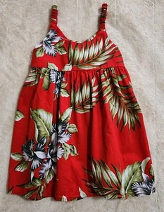 Size 1T Red Floral Hawaiian Girls Dress by "Aloha Republic". (#302) - Picture 1 of 3