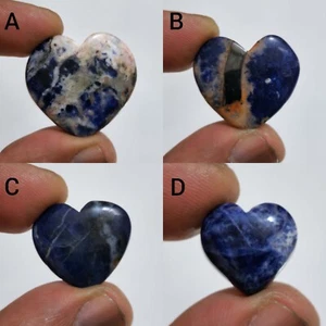 Blue Sodalite Flat Back Heart Shape Cabochon Loose Gemstone For Making Jewelry - Picture 1 of 13