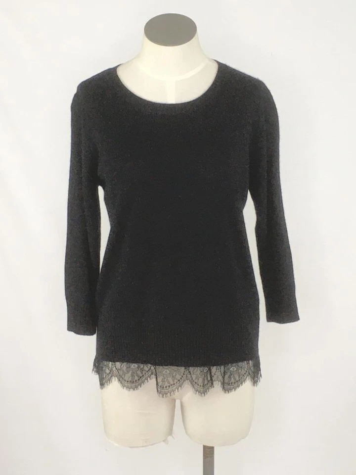 Suéter Acrobat Talla S Negro Borde de Encaje Lana Mezcla de Cachemira Foto 1 de 4