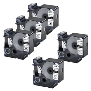 5PK For DYMO Rhino 4200 5200 3/4" Black on White Flexible Nylon Label Tape 18489 - Picture 1 of 12