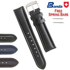Banda Premium Grade Smooth Waterproof Leather Watch Bands (Sizes 16mm - 26mm)