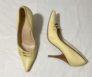 FENDI Yellow Leather Pointy Toe Heels Size 37 US 7