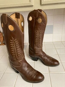 Tony Lama 17” Buckaroo Cowboy Boots 6.5 D USA Made Vintage Black label El Paso - Picture 1 of 14