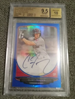 2013 Clint Frazier Bowman Chrome Draft Blue Auto Refractor /99 BGS 9.5 TRUE GEM  - Image 1 of 2