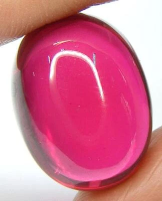 33.94CT. GORGEOUS OVAL CABOCHON 20x15 MM. PIGEON BLOOD RED RUBY LAB CORUNDUM - Image 1 of 4