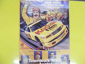 Affiche champion Kodak Film 4 Ernie Irvan Chevrolet Lumina 1991 Daytona 500 neuve