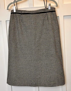 HAROLDS Women’s Size 8 100% Wool Herringbone Skirt Black White Lined Faux Pocket - Picture 1 of 9